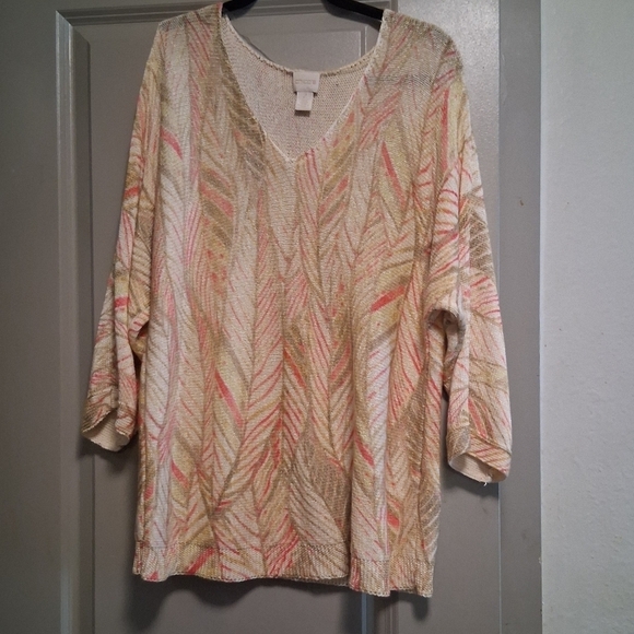 Chico's Tops - Chico's Multicolor Leaf Pattern Blouse